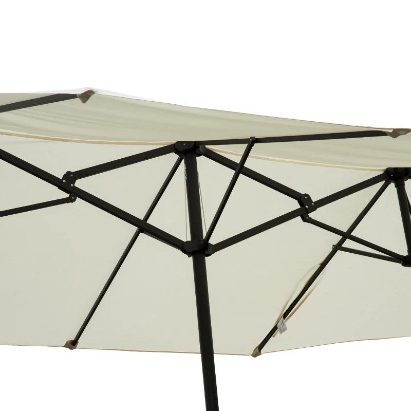 Outsunny 15' Double-Sided Outdoor Patio Market Umbrella with Air Vents - Cream White