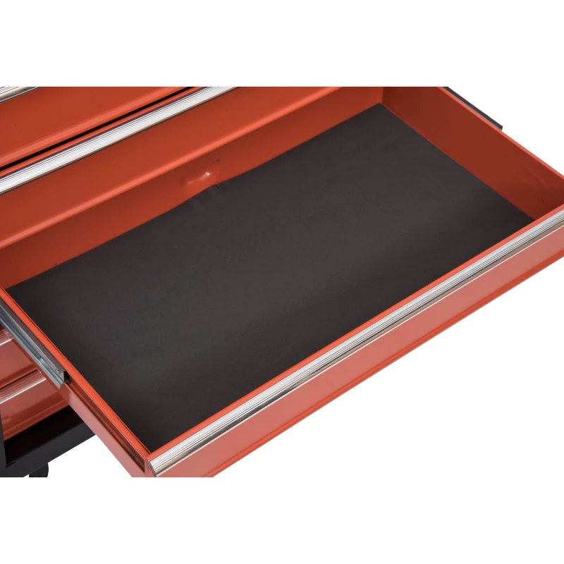 HomCom Rolling Garage Tool Chest Cabinet with 16 Drawers - Black and Orange