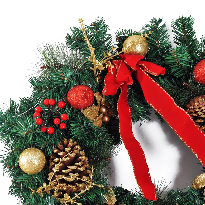 HomCom 2' White LED Artificial Christmas Holiday Door Wreath