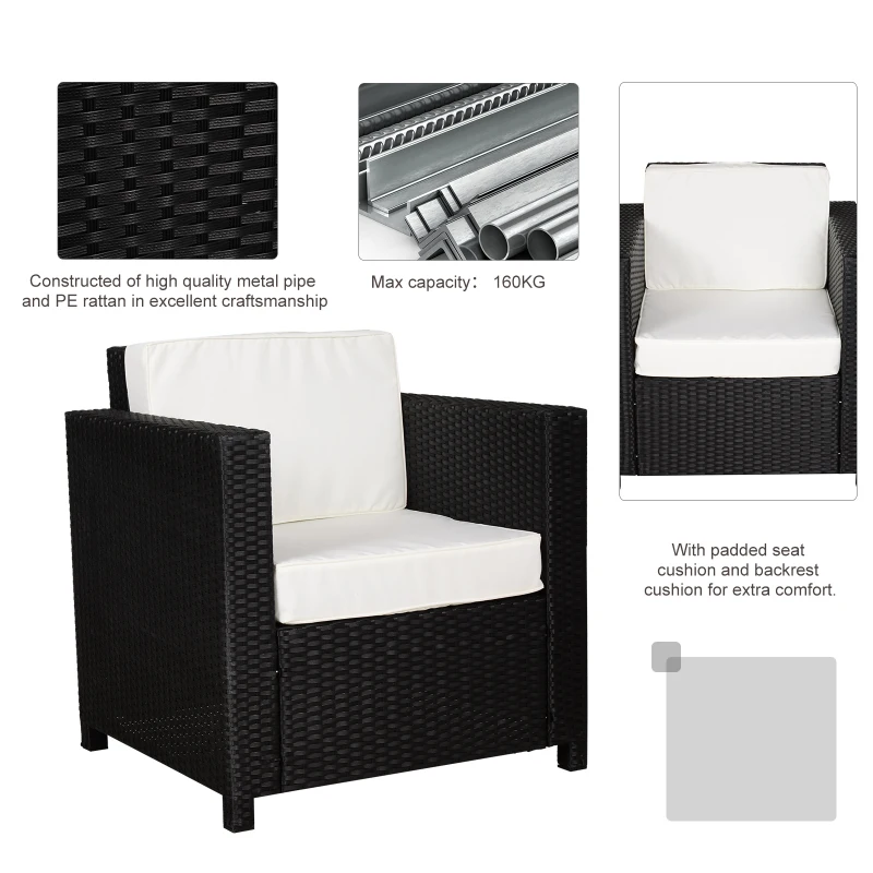 Outsunny Rattan Wicker Sofa Patio Chair w/ Weather-Resistance & Washable Cushion Cover - Pool/Patio/Spa