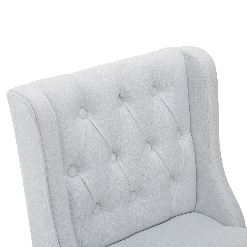 HOMCOM 26.25" Counter Height Bar Stools Set of 2, Tufted Wingback Armless Upholstered Dining Chair with Rubber Wood Legs, White