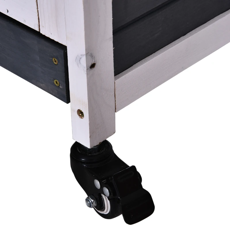 PawHut Rabbit Hutch - Indoor Small Animal House with Pull Out Tray, Casters, Ramp for Easy Mobility