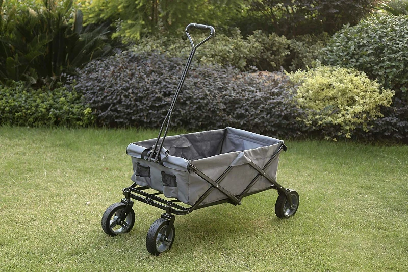 Folding Garden Cart Aosom All Terrain Utility Collapsible Cart for Pavement,Gravel,Grass,Sand,Mud,Dirt Roads,Hills 265lbs Capacity Grey