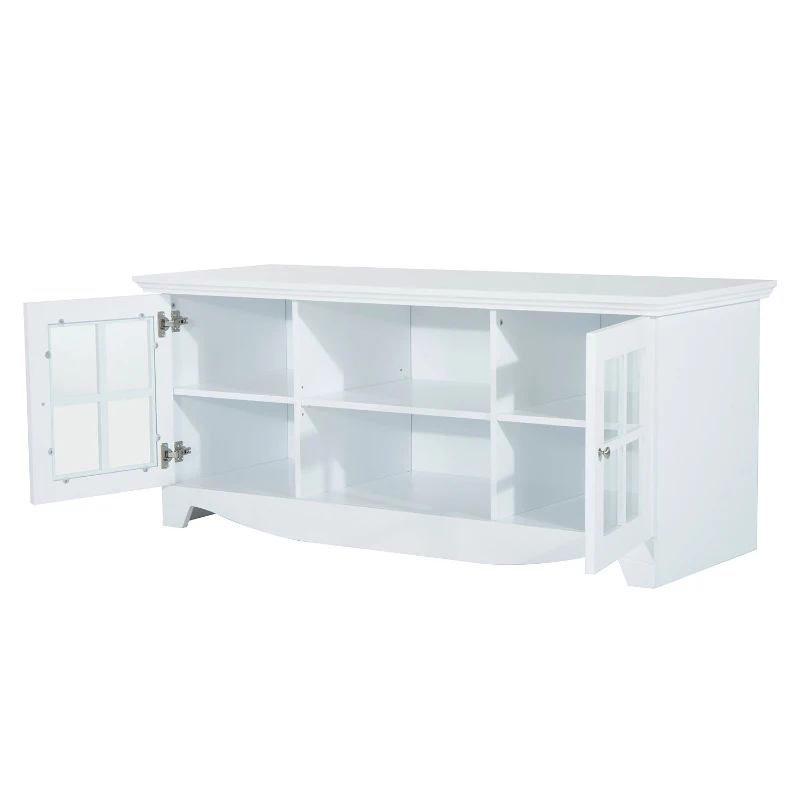 HomCom 56" Modern Country Media Storage Entertainment Center TV Stand - Matte White