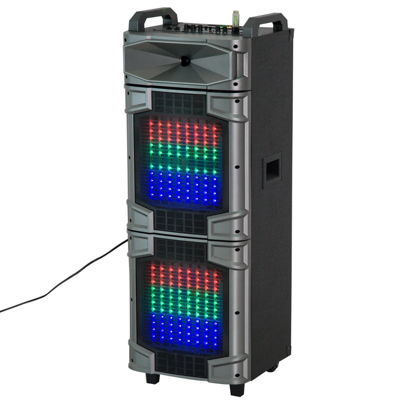 HomCom 80 Watt Portable Remote Control LED Bluetooth Dual Speaker System with Wheels