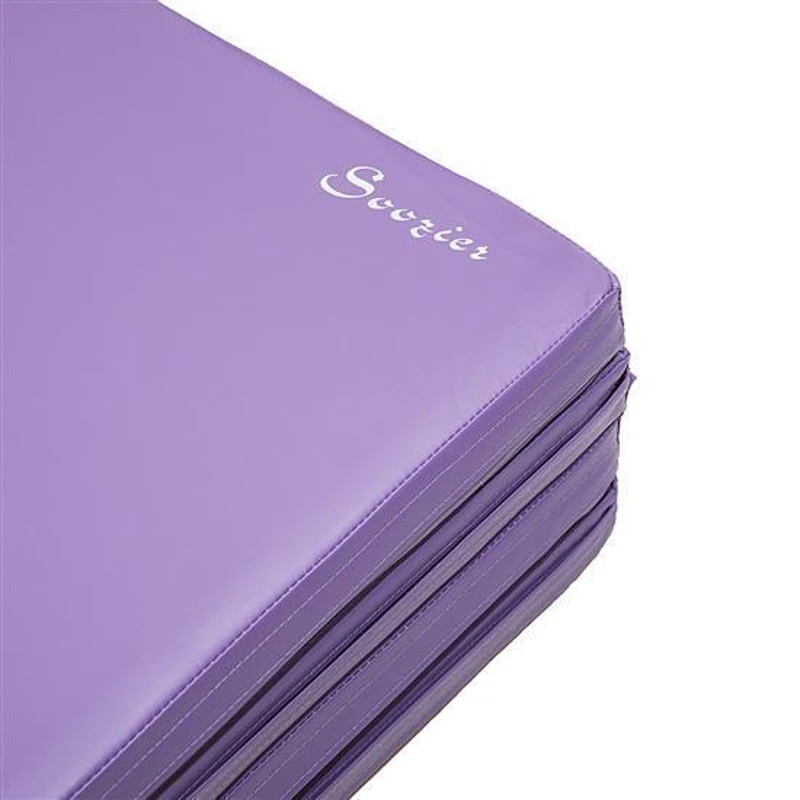Soozier 4' x 8' x 2" PU Leather Gymnastics / Martial Arts Mat - Purple / Light Pink