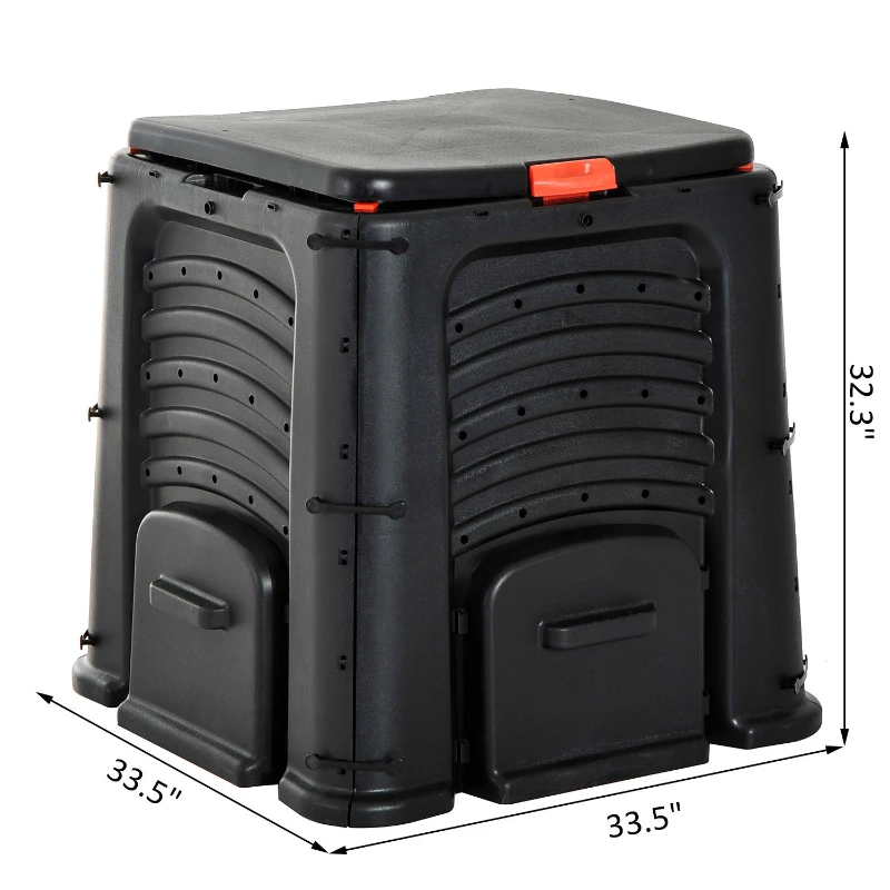 Outsunny 400L Organic Waste Compost Bin - Black