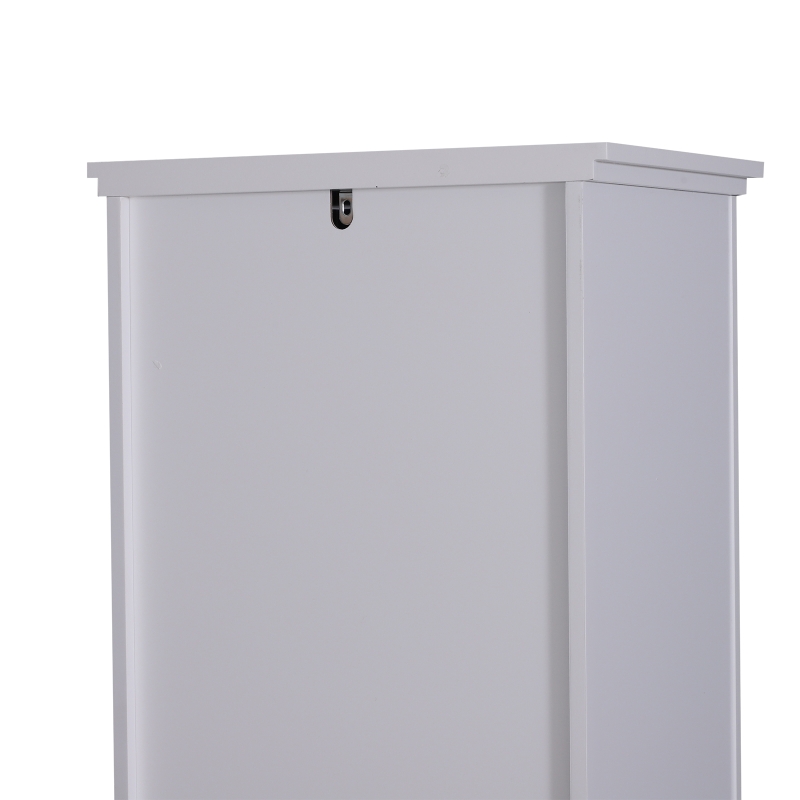 HomCom 67" Tall Modern Wood Free Standing Bathroom Linen Tower Storage Cabinet Narrow Kitchen Cupboard Storage Shelf - White