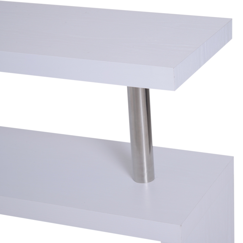 HomCom 75” L Shaped Writing Desk Rotating Desk Swivel Corner Home Office Study Desk - White