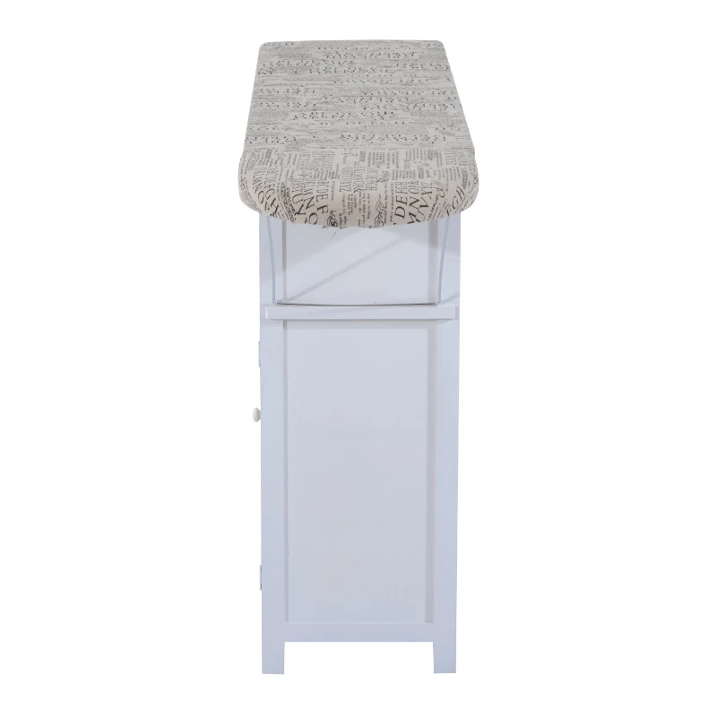 Open Box HomCom Drop Leaf Ironing Board With Shelves and Storage Boxes - Literary Print