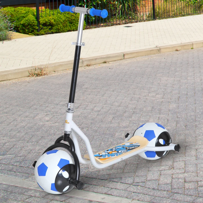 Qaba Balance Scooter for Kids with Soccer Ball Tires - Blue and Black