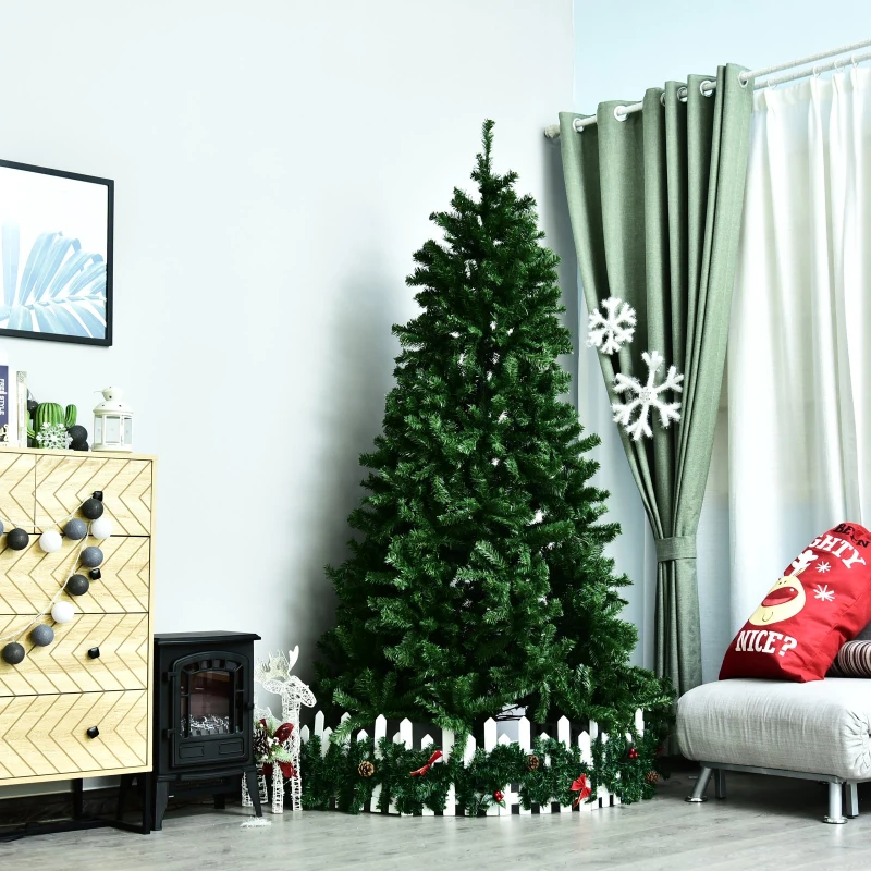 HOMCOM 9' PVC Unlit Spruce Artificial Christmas Tree with Metal Stand  2028 Tips  Green