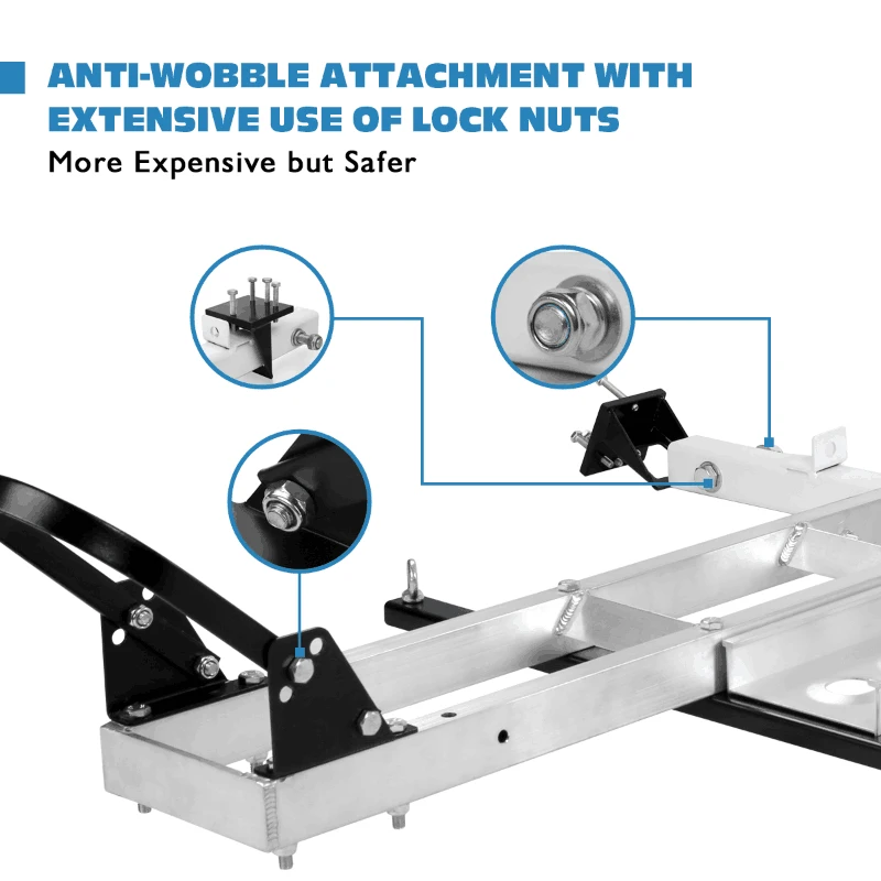 Heavy Duty Aluminium Motorcycle Dirt Bike Scooter Carrier Hitch Rack Hauler Trailer with Loading Ramp Double-hung Arm - IKURAM