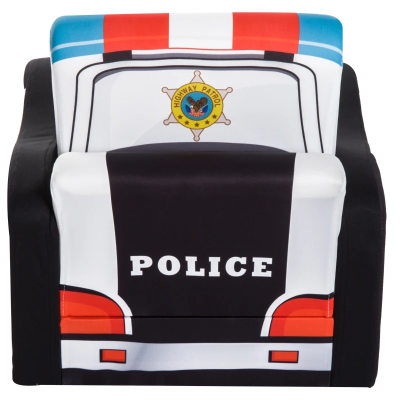 Qaba 17" Multi Spandex Storage Sofa Chair for Kids - Police Car