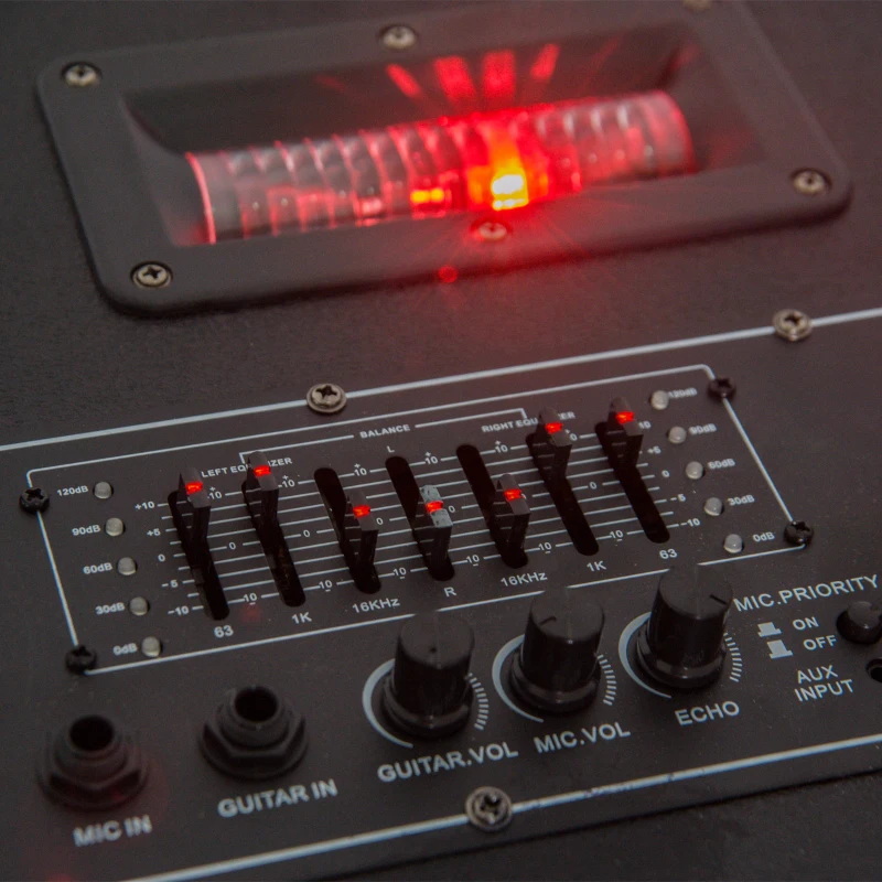 HomCom 80 Watt Portable Remote Control LED Bluetooth Dual Speaker System with Wheels