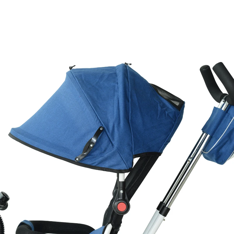 Qaba 2-in-1 Lightweight Steel Adjustable Convertible Tricycle Stroller - Blue
