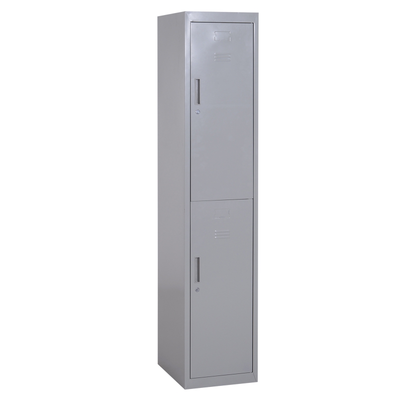 Vinsetto 71" 2 Tier Freestanding Steel Metal Lockable Employee Wall Locker Storage Cabinet - Grey