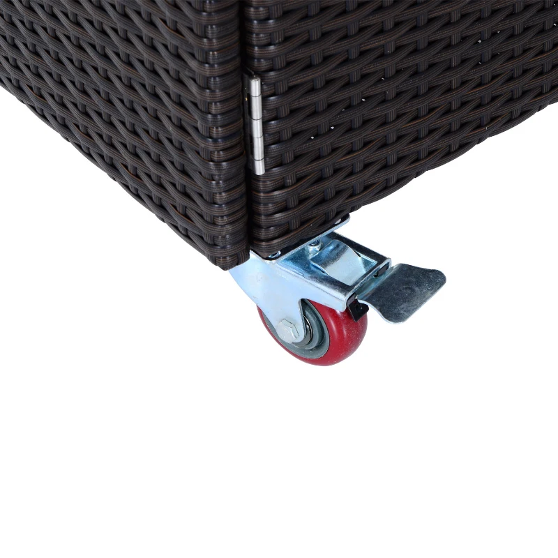 Outsunny 35” Rolling Rattan Wicker Kitchen Trolley Cart - Dark Brown