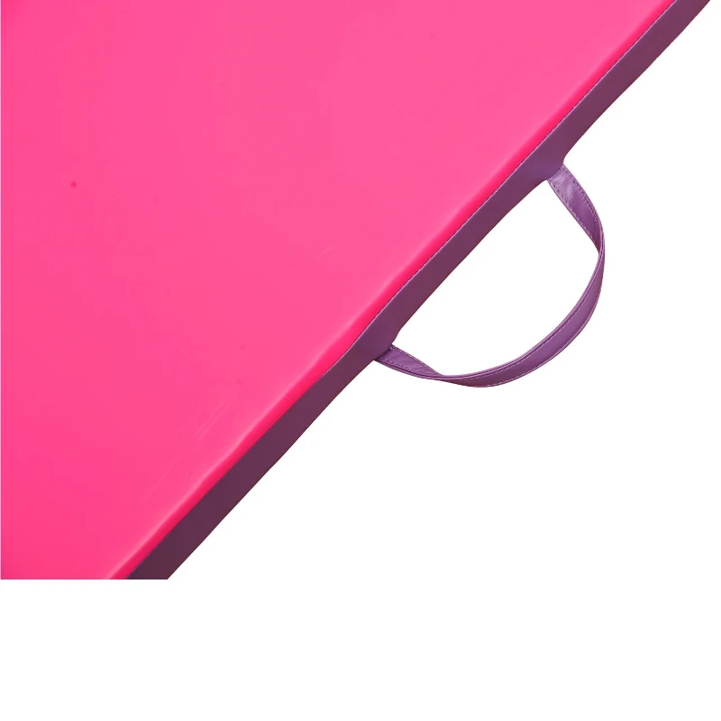 Soozier 8' x 4' x 2" PU Leather Folding Gymnastics / Martial Arts Mat - Pink/ Purple