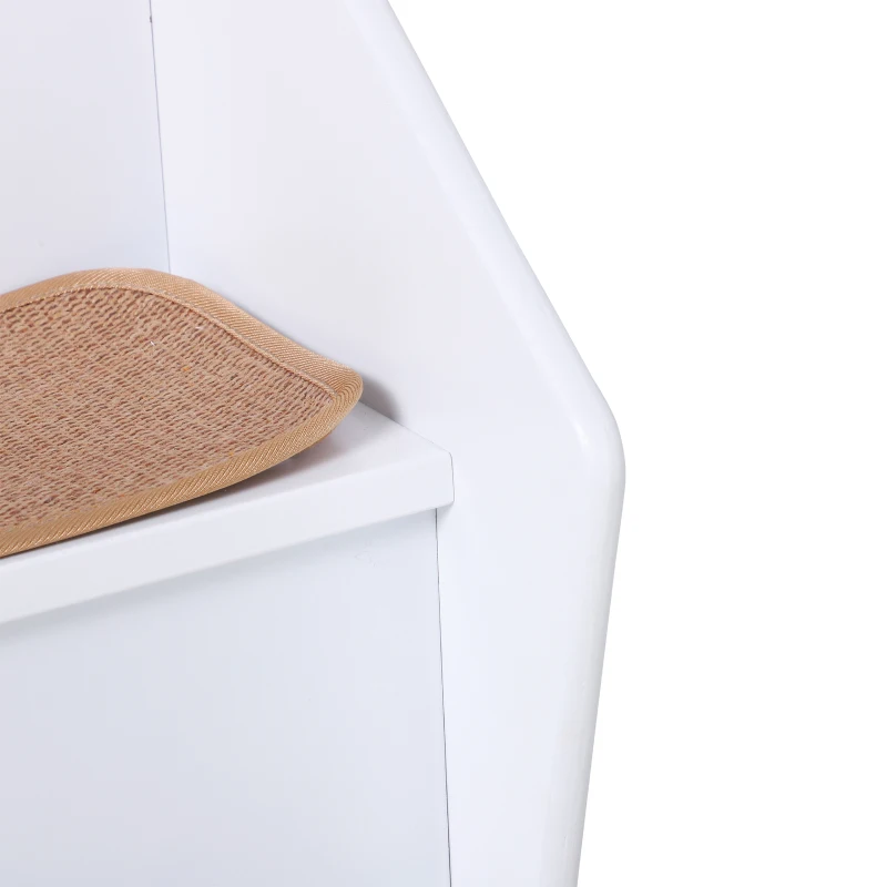 PawHut 3-Step Pet Stairs for Dogs and Cats with Built-in House and Nonslip Carpet, White