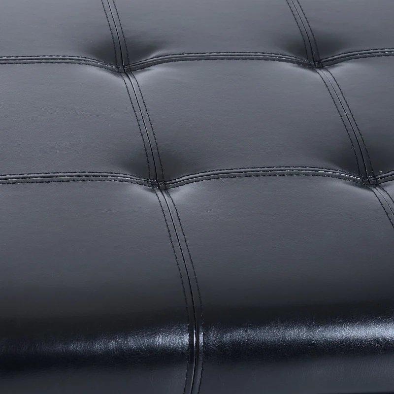 HomCom Large 51” Tufted Faux Leather Modern Storage Ottoman Bench - Black