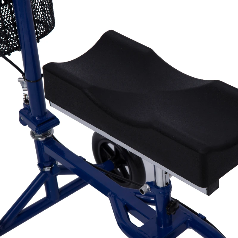 HomCom Steerable Knee Walker Scooter with Basket - Blue