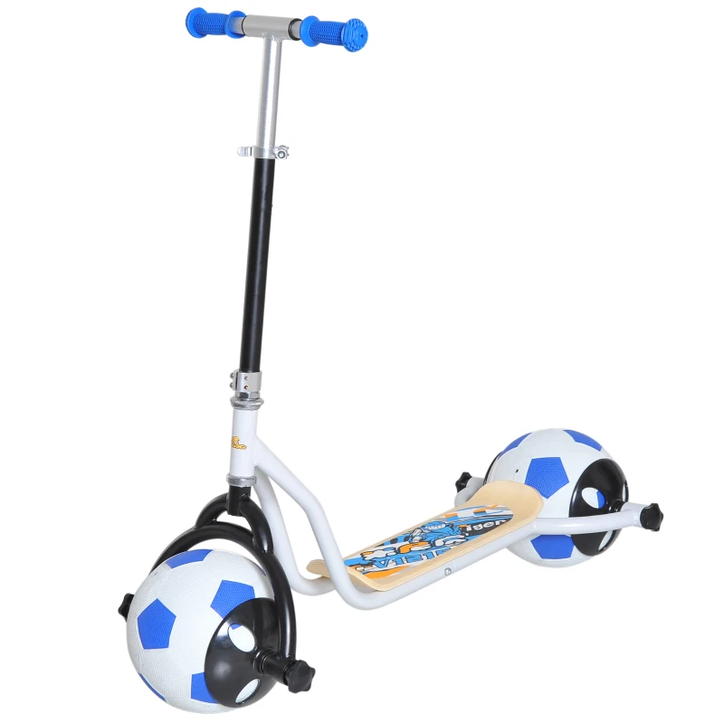 Qaba Balance Scooter for Kids with Soccer Ball Tires - Blue and Black