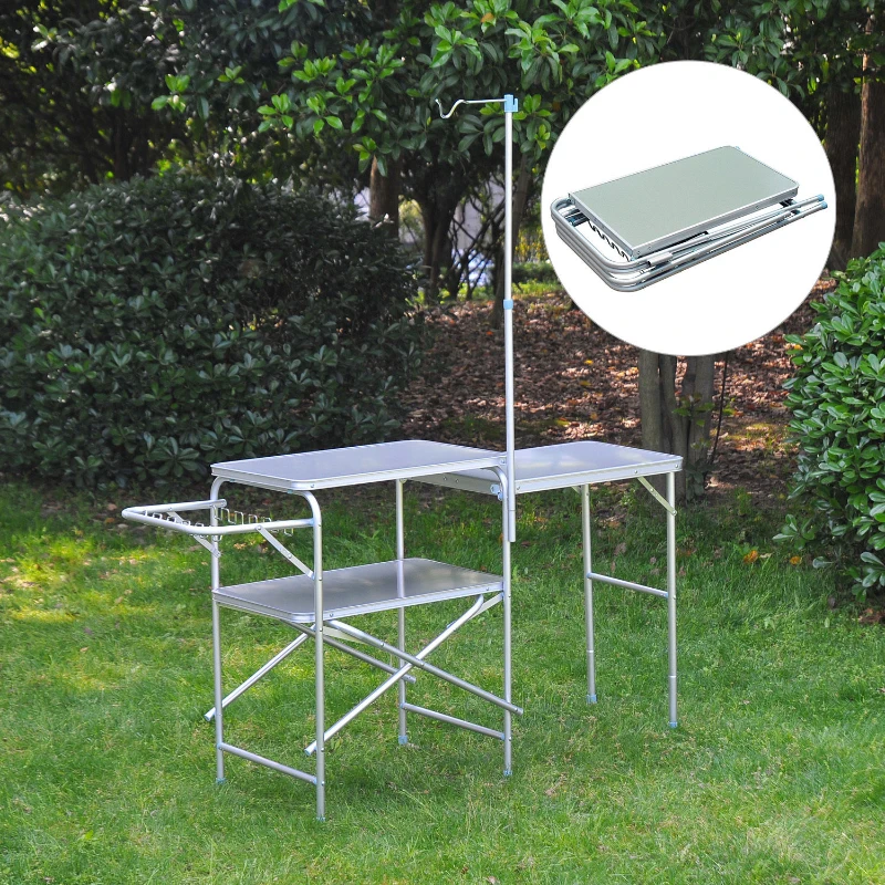 Outsunny 6' Portable Fold-Up Camp Kitchen - Silver