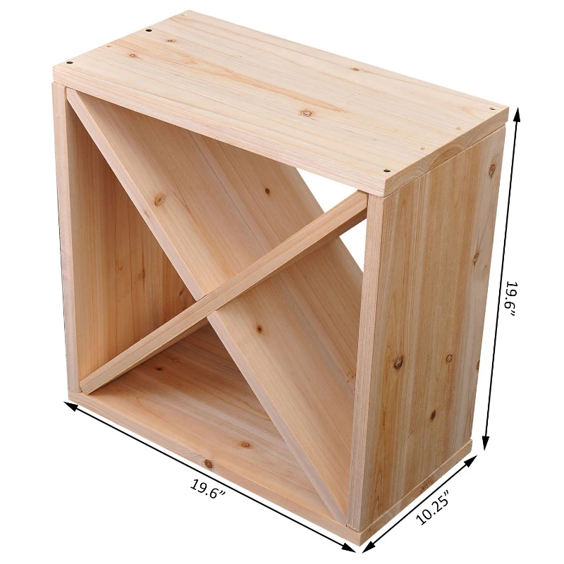 HomCom 24 Bottle Natural Wooden Stackable Tabletop Wine Bottle Organizer Box