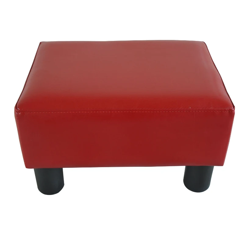 Homcom 15" Rectangular Faux Leather Padded Ottoman Footrest Bedroom Entry Hall Stool Chair Seating - Red