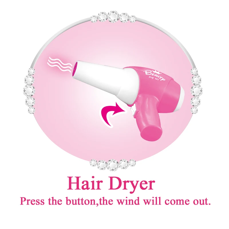 Qaba 2-in-1 Kids Piano Vanity Table Stool Princess Pretend Play Set with Lights