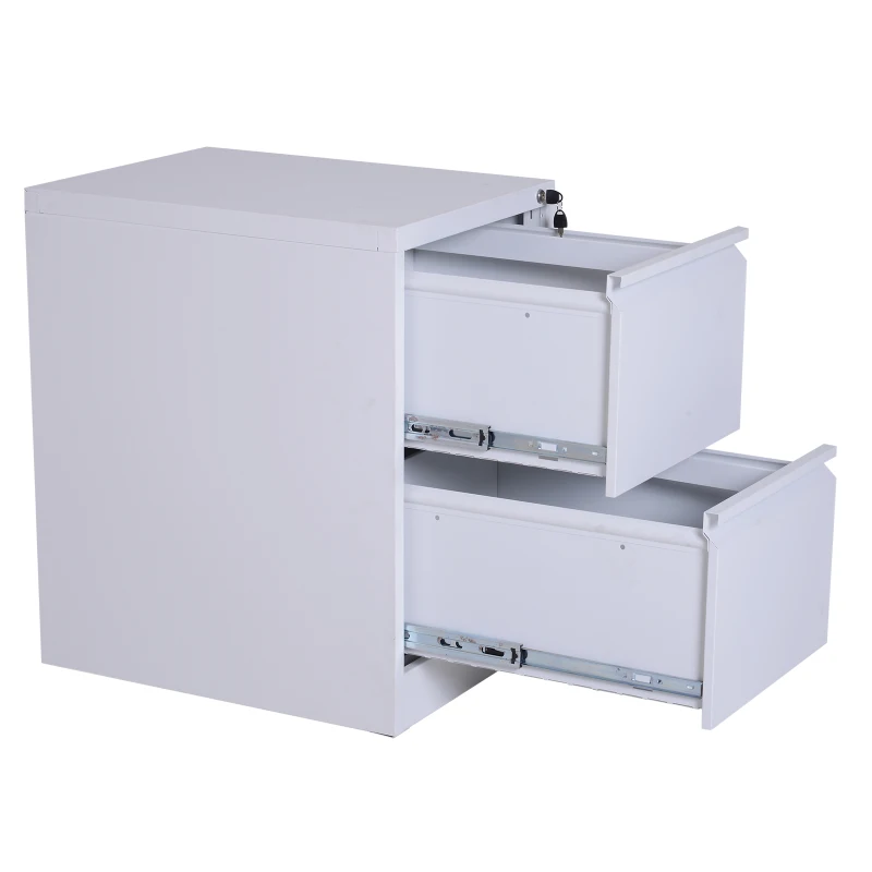 Vinsetto 28" Metal 2 Drawer Vertical Locking Office Filing Cabinet - White