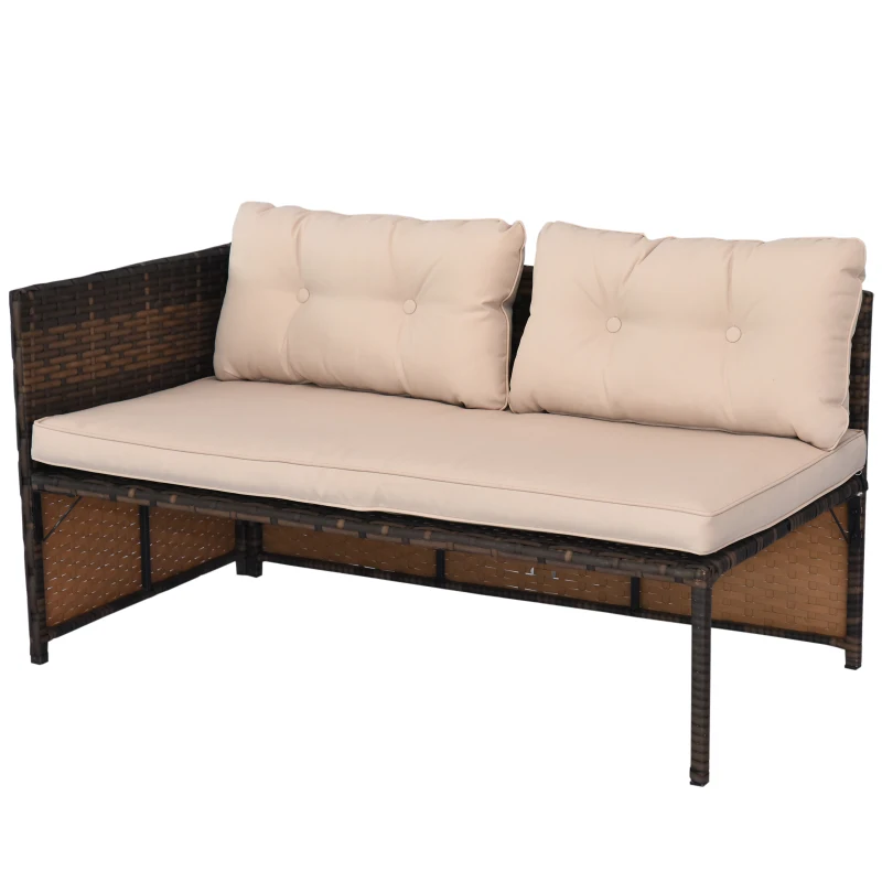Outsunny 3 Piece Patio Furniture Set Outdoor Rattan Wicker Sectional with Coffee Table - Brown