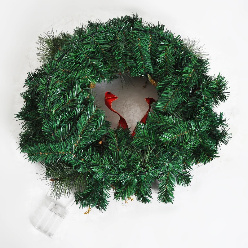 HomCom 2' White LED Artificial Christmas Holiday Door Wreath