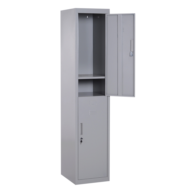 Vinsetto 71" 2 Tier Freestanding Steel Metal Lockable Employee Wall Locker Storage Cabinet - Grey