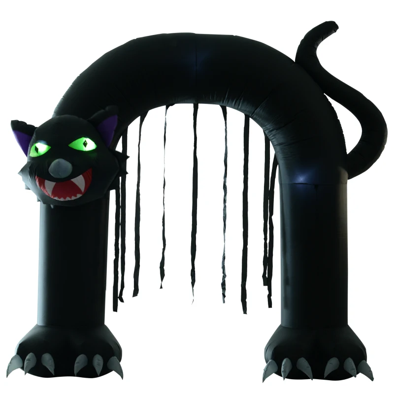 HOMCOM 9’ Outdoor Inflatable Halloween Arch - Creepy Black Cat