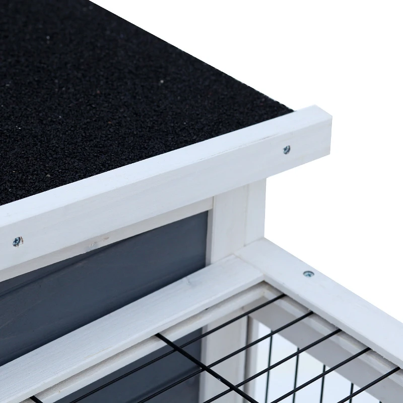 PawHut 36" Raised Outdoor Weatherproof Metal Wire and Wooden Rabbit Hutch Bunny Guinea Pig Cage with Enclosed Run