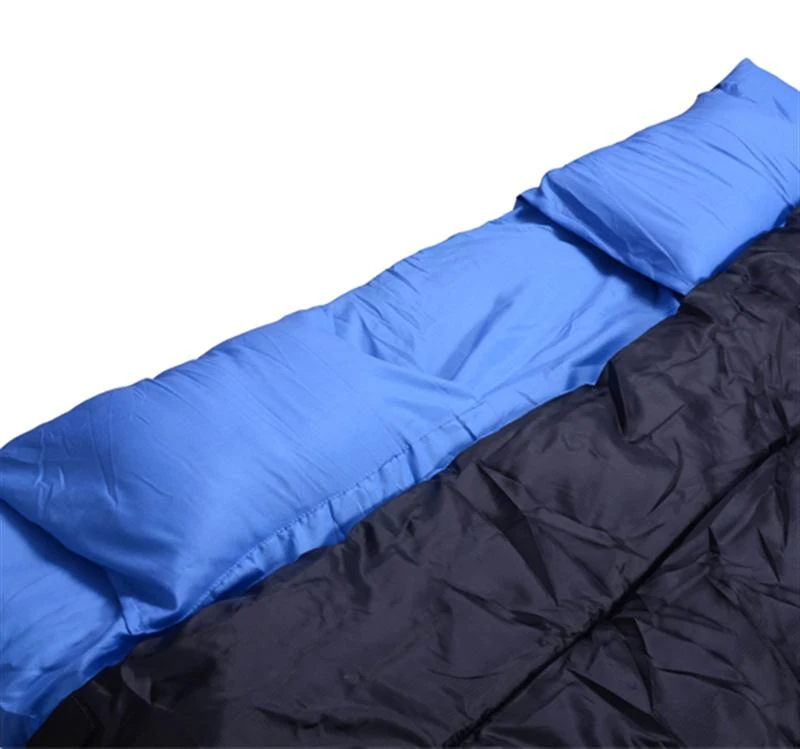 Outsunny Camping Two-Person Double Wide Sleeping Bag With Pillows - Blue / Black