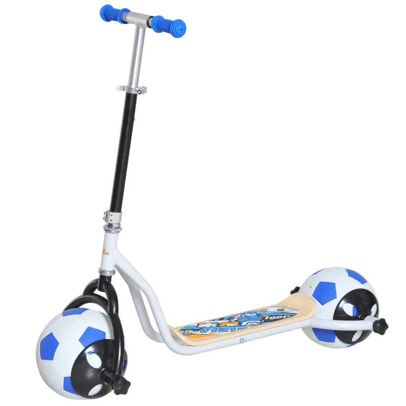 Qaba Balance Scooter for Kids with Soccer Ball Tires - Blue and Black