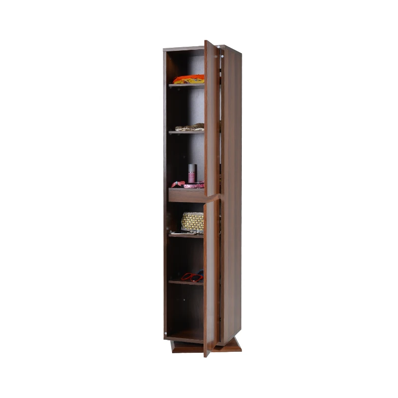 HomCom Swivel Storage Mirror Cabinet - Brown