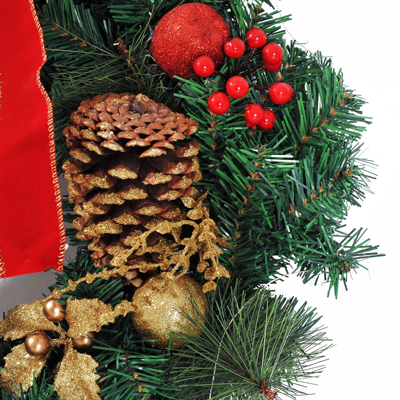 HomCom 2' White LED Artificial Christmas Holiday Door Wreath