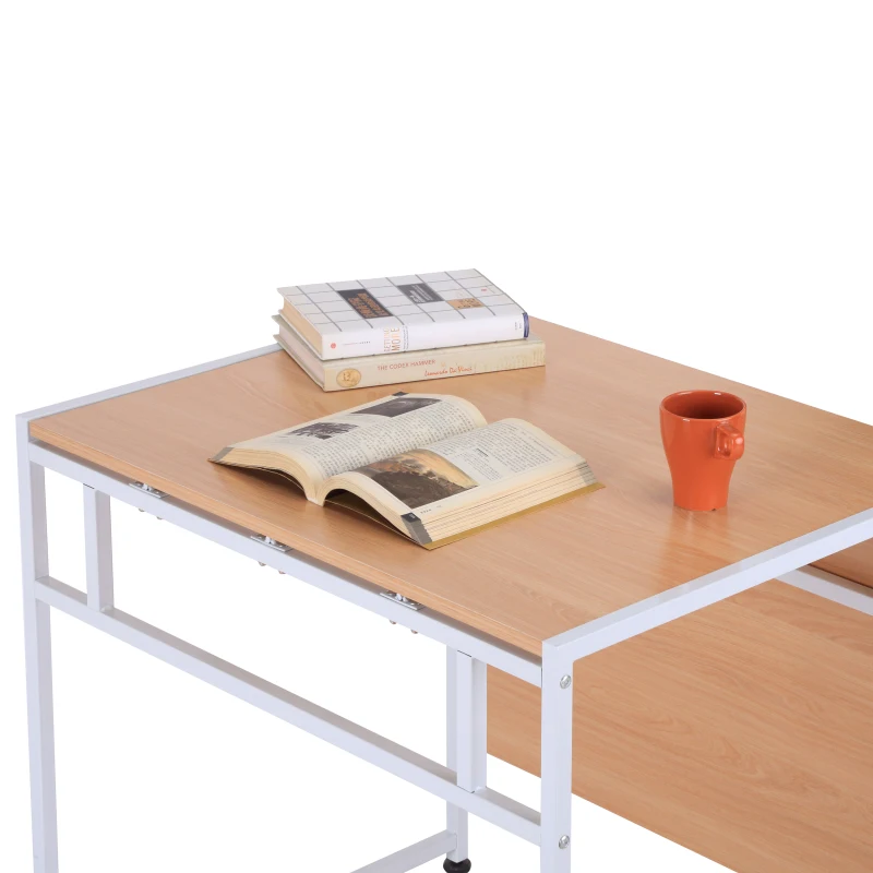 HomCom 47" Versatile Wood Top Drop Leaf Office Computer Desk Folding Side Table - White