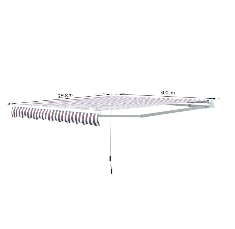Outsunny 10' x 8' Retractable Sun Shade Patio/Window Awning that Opens Smooth & Quietly Reducing Heat in Your Home - White/Coffee