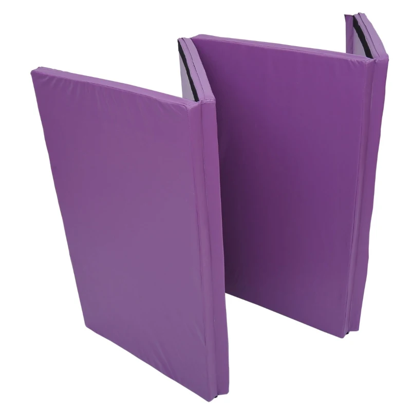 Soozier 6' x 4' x 2" PU Leather Folding Gymnastics / Martial Arts Mat - Purple