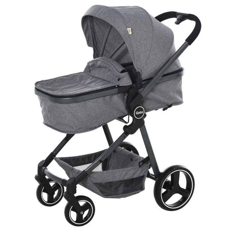 Qaba 2-in-1 Design Lightweight Travel Foldable Baby Stroller/Bassinet for Boys and Girls 0-36 Months - Grey