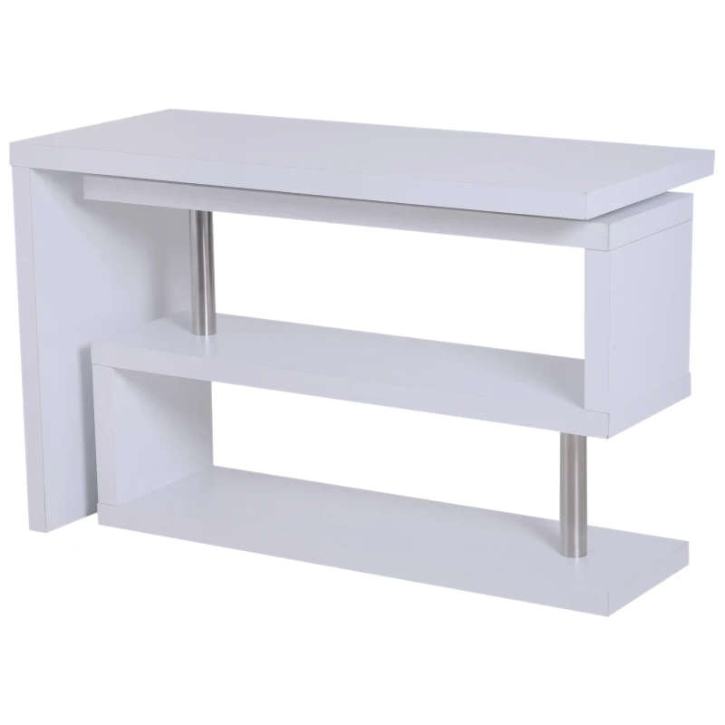 HomCom 75” L Shaped Writing Desk Rotating Desk Swivel Corner Home Office Study Desk - White