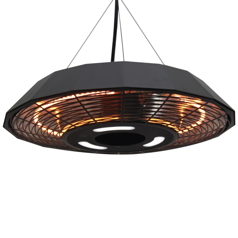 Outsunny 1500 Watt Energy Efficient Indoor Outdoor Ceiling Mounted Electric Patio Heater with Remote - Black