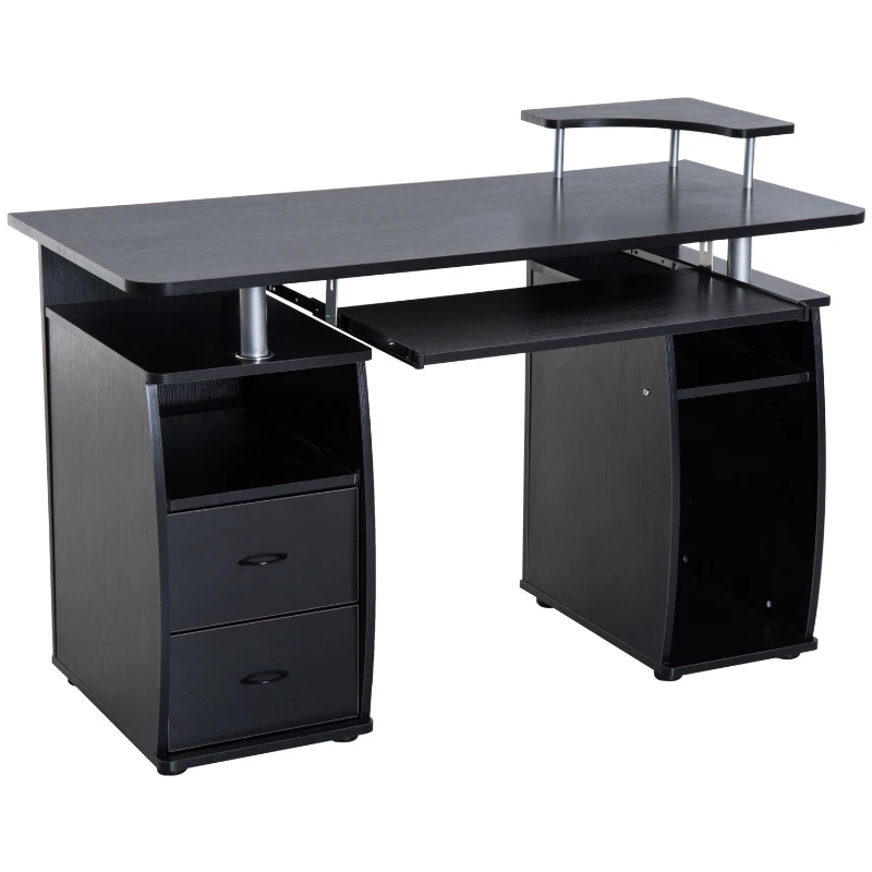 HomCom Computer Desk PC Table Desktop Workstation w/ Monitor Printer Shelf Home Office - Black