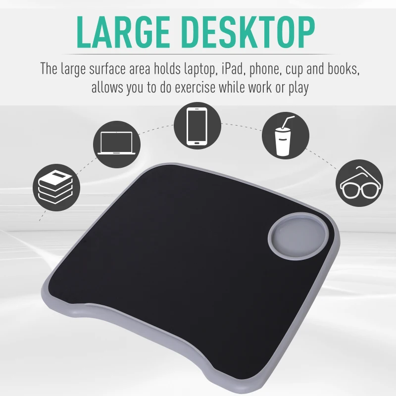 Soozier 2-in-1 Stationary Exercise Bike and Tabletop Workstation with LCD Monitor  Black