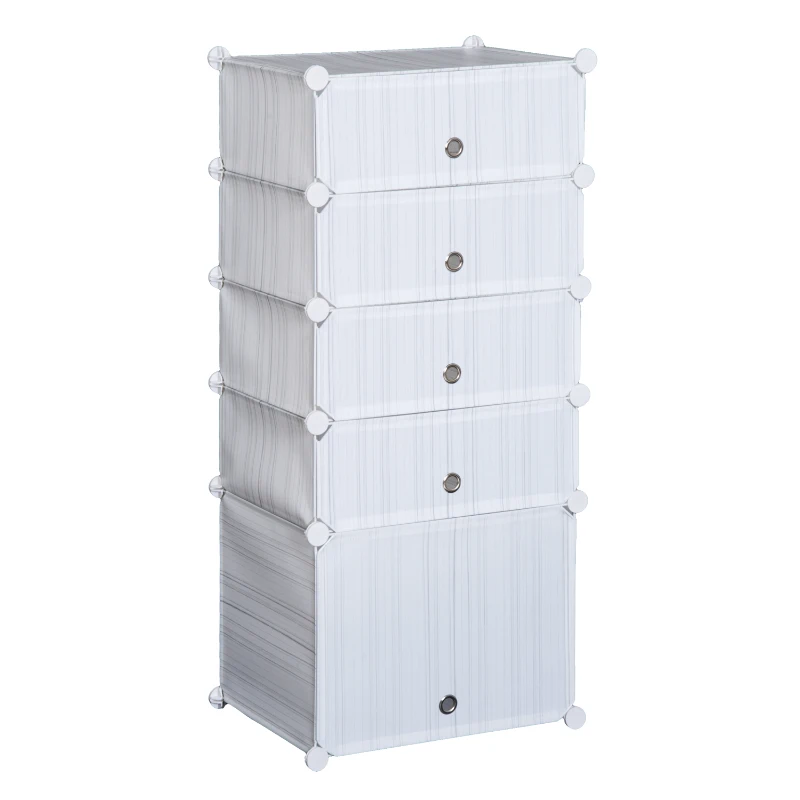 HomCom 5 Drawer Storage Cube Stackable Portable Wardrobe Cabinet with Doors